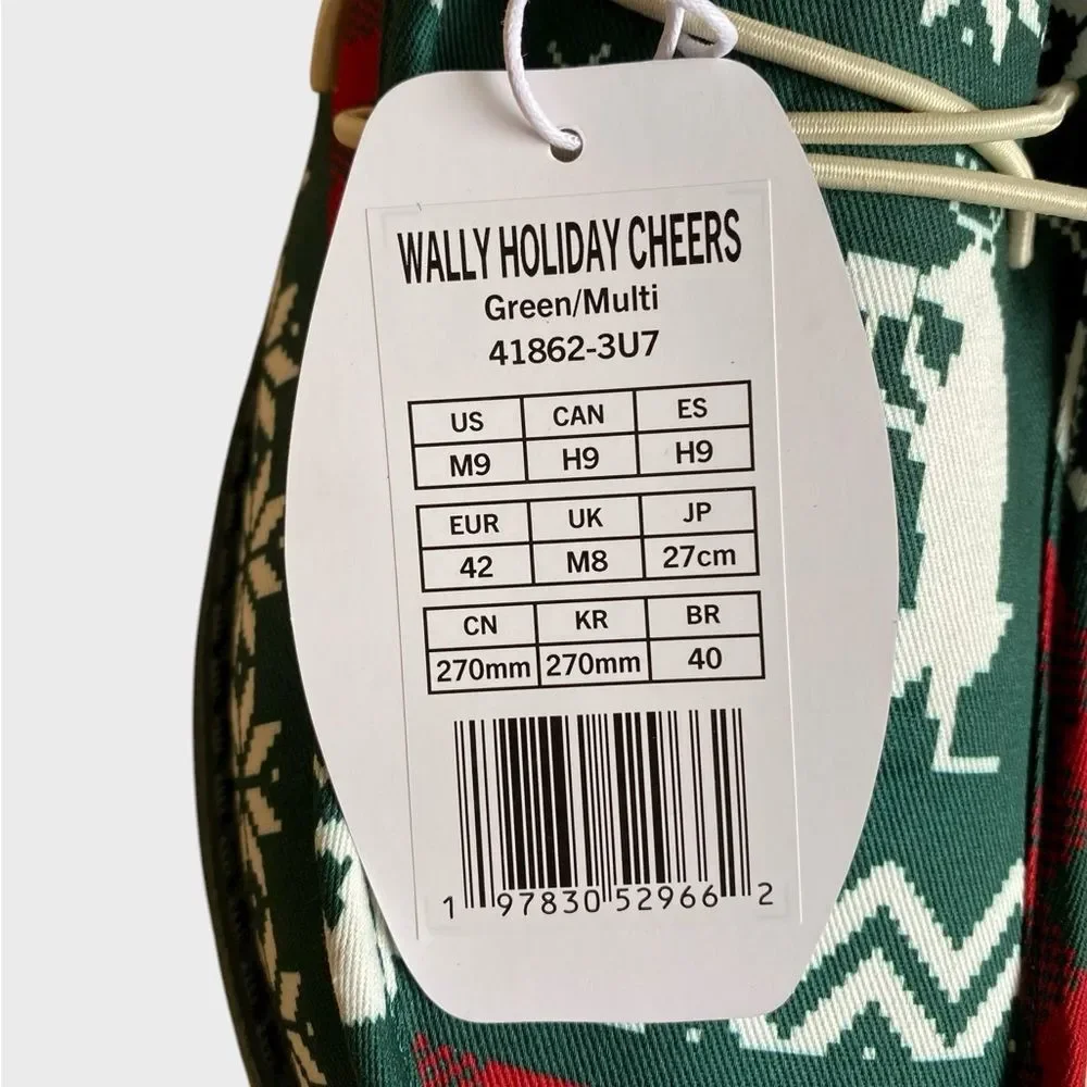 NWB Hey Dude Men's Wally Holiday Cheers Slip-On Shoes 9 Green/Multi Comfy Preppy